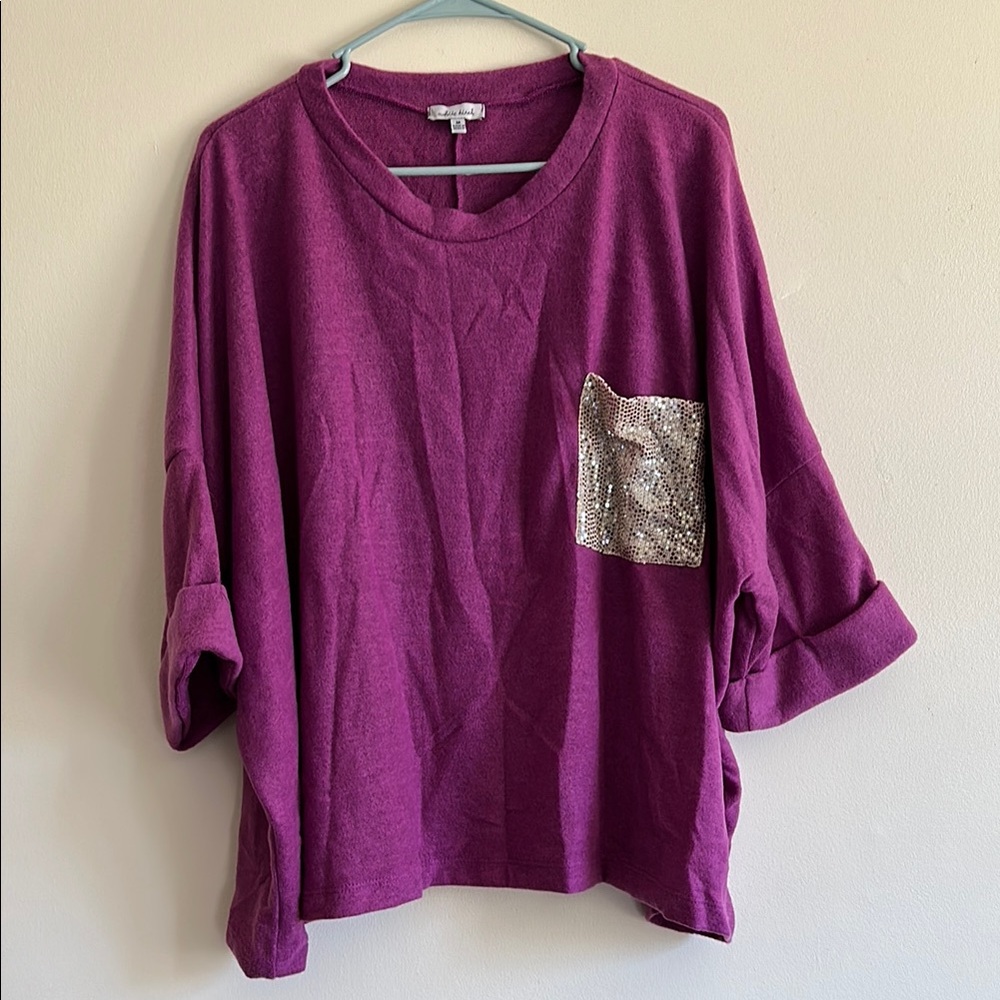 White Birch Purple Sweatshirt with Silver Pocket
